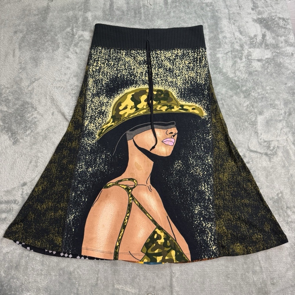 VTG Y2K Mirai Fashion Geometric Artwork Maxi Skirt RARE Womens 2 Indie Grunge